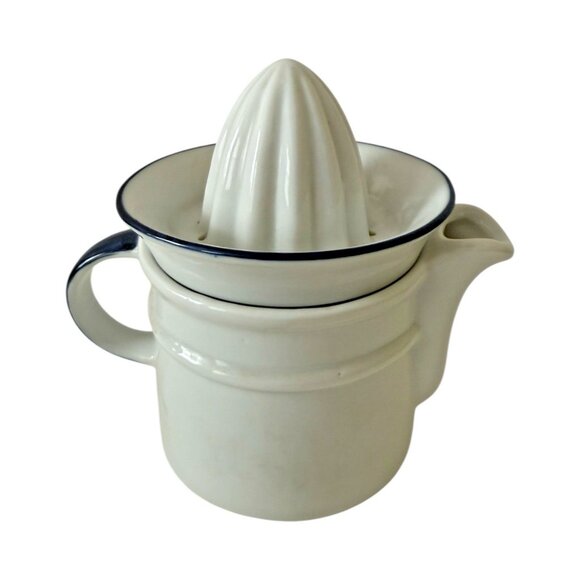 Small Vintage Juicer Ceramic Porcelain Blue White Teapot Spout Lemon Lime - Picture 4 of 11